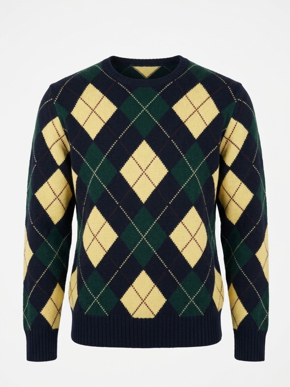 Ralph Lauren Navy, Forest Green & Yellow Argyle Crewneck Sweater